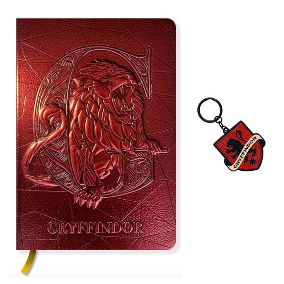 Harry Potter Sculpted Gryffindor Journal and House Crest Keychain Set - Picture 1 of 13